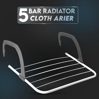 5 Bar Radiator Airer 2 Piece White Folding Compact Indoor Clothes ...