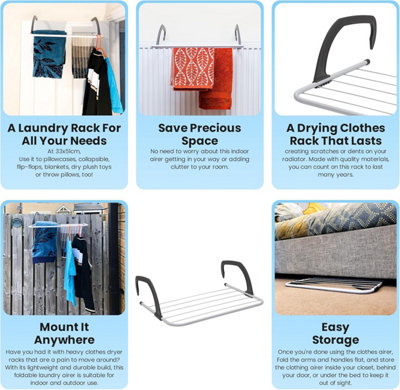 2 Bar Clothes Airer Indoor Radiator Clothes Airer with 8