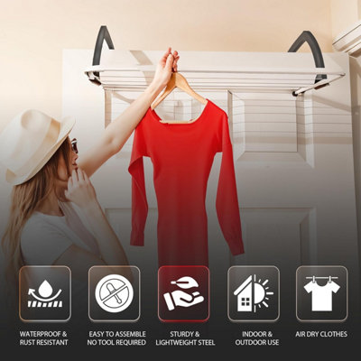 Bar Radiator Clothes Airer White Set of Energy-Saving Foldable