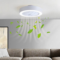 5 Blades Acrylic LED Dimmable Ceiling Fan Light Adjustable Speed with IR Remote Control 55 cm