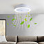 5 Blades Acrylic LED Dimmable Ceiling Fan Light Adjustable Speed with IR Remote Control 55 cm