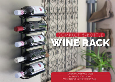 Black metal wall mounted wine rack hotsell