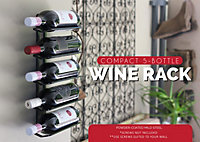5 Bottle Wall Mounted Wine Rack Grey Metal Display Stand Holder WR05G