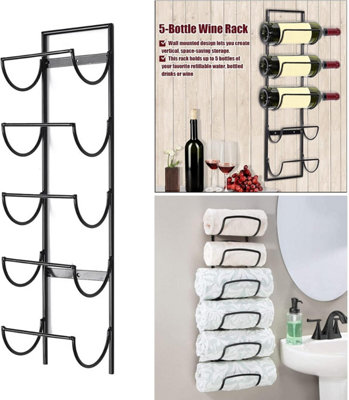 Visual Reference: 5 Bottle Wine Rack Metal Wall Mounted Kitchen Bar Storage