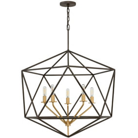 5 Bulb Chandelier Gold Coloured Lamp Holders Metallic Matte Bronze LED E14 60W