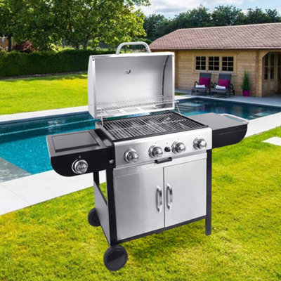 5 Burner Outdoor Stainless Steel BBQ Gas Grill with Side Burner 134 cm DIY at B Q