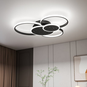 5 Circles Classic Black Finish Starry Sky LED Ceiling Light Fixture in White Light for Living Room Dining Room