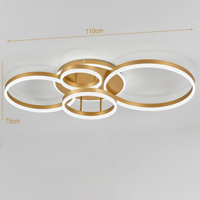 5 Circular Classic Golden Loops Low Energy LED Flush Ceiling Light Fixture Cool White 110cm