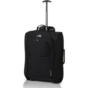 5 Cities 21"/55cm Carry On Lightweight Travel Cabin Approved Trolley Bag with Wheels Suit Case Hand Luggage with 2 Year Warranty