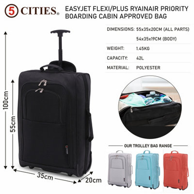 5 Cities 21 55cm Carry On Lightweight Travel Cabin Approved Trolley Bag with Wheels Suit Case