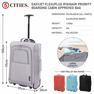 5 Cities 21 55cm Carry On Lightweight Travel Cabin Approved Trolley Bag with Wheels Suit Case