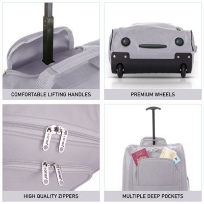 5 Cities 21 55cm Carry On Lightweight Travel Cabin Approved Trolley Bag with Wheels Suit Case