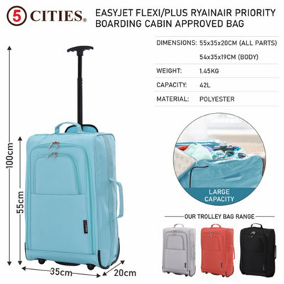 5 Cities 21 55cm Carry On Lightweight Travel Cabin Approved Trolley Bag with Wheels Suit Case