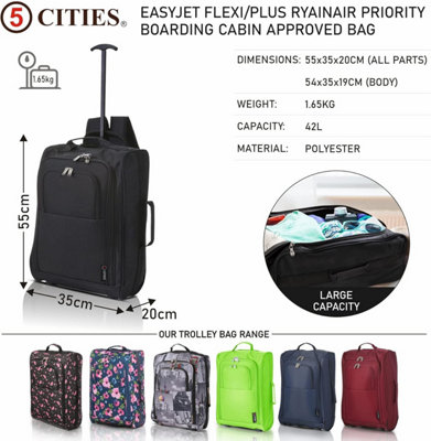 5 Cities 55cm Backpack Trolley Bag Single, 21 Inch Cabin Approved Carry ...