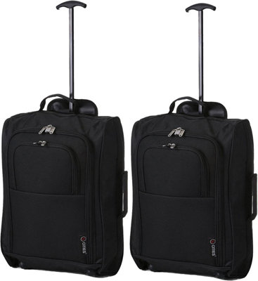 5 Cities The Valencia Collection Hand Luggage, 42 Liters, Plain Black Set of 2