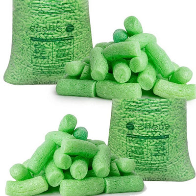 5 Cubic Eco Flo Biodegradable Green Coloured Packing Peanuts Loose Fill