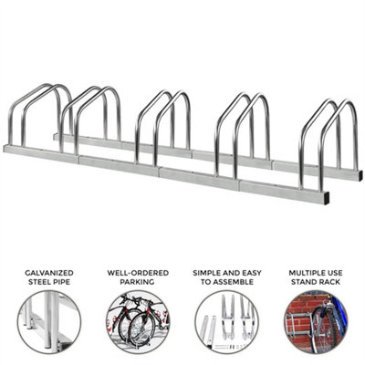 5 Cycle Bike Steel Pipe Parking Stand Rack Floor Storage