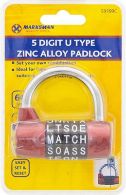 5 Digit Combination U Type Zinc Alloy Padlock Security Gates Sheds Waterproof