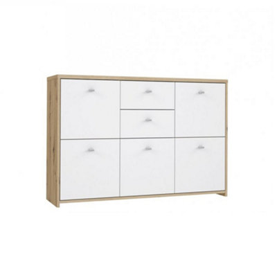 5 Door 2 Drawer Sonoma Oak Matt White Storage Cabinet Sideboard