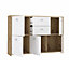5 Door 2 Drawer Sonoma Oak Matt White Storage Cabinet Sideboard