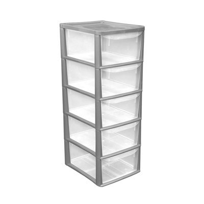 5 Drawer Storage Tower Unit Shelves Office Space Saving Organisation