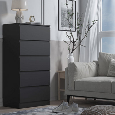 Tall thin black deals dresser