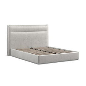 5 Feet Bed - Velvet Fabric - L217 x W188 x H118 cm - Silvery Grey