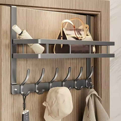 5 Hook Over the Door Storage Rack Easy Install and Multifunctional