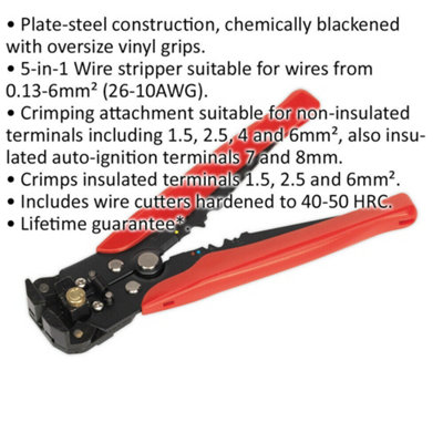 5-in-1 Automatic Wire Stripping Tool - Hardened Cable Cutters - Crimping Tool