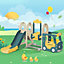 5 in 1 Children's Slide Combination with Bus, Swing, Slide, Stepladder, Basketball Hoop and Matching Basketball