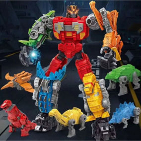 5 In 1 Dinosaur Robot Action Figure Deformation Play Boys Kids Toy Xmas Gift New