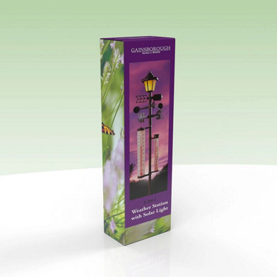 5 in 1 Garden Weather Station with Solar Light Wind, Rain & Temperature ...