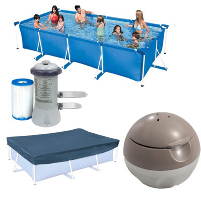 5 in 1 IntexRectangular Metal Frame Pool Set With Accessories