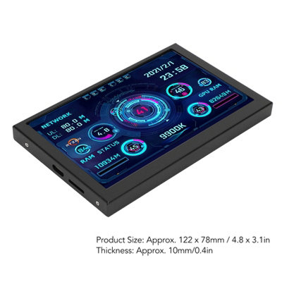 5-in-1 IPS USB-C Temperature Display for Monitoring PC CPU,GPU,and RAM Data
