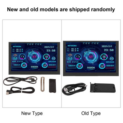 5-in-1 IPS USB-C Temperature Display for Monitoring PC CPU,GPU,and RAM Data
