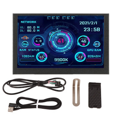 5-in-1 IPS USB-C Temperature Display for Monitoring PC CPU,GPU,and RAM Data