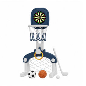 5 In 1 Kids Basketball Hoop with Adjustable Hoop Toddler Sports Activity Center Basketball Soccer Golf Game Set