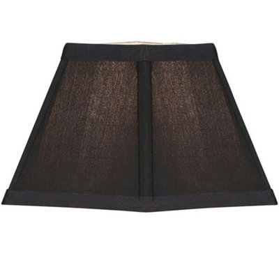5" Inch Square Tapered Lamp Shade Black Faux Silk Fabric Cover Modern Elegant