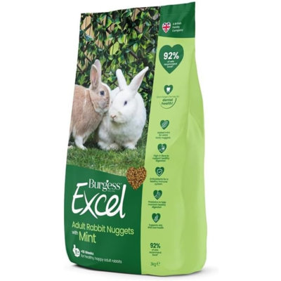 5 Kg Burgess Excel Rabbit Nuggets with Mint High Fibre Complete Rabbit ...
