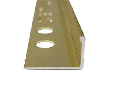 5 lengths of 10mm Brushed Gold Brass Tile Trim 250cm long