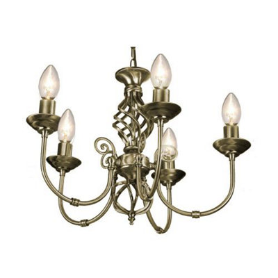 5 Light Antique Brass Classic Knot Twist Chandelier Ceiling Light Fitting