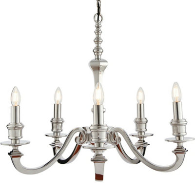 5 Light Chandelier Pendant POLISHED ALUMINIUM Ceiling Hanging Candelabra Lamp