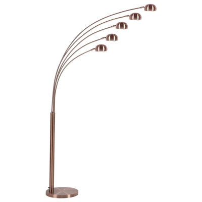 5 Light Metal Floor Lamp Copper FLINDERS