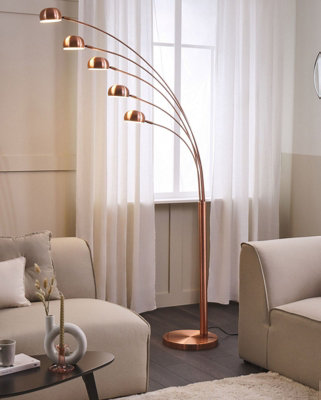 5 Light Metal Floor Lamp Copper FLINDERS