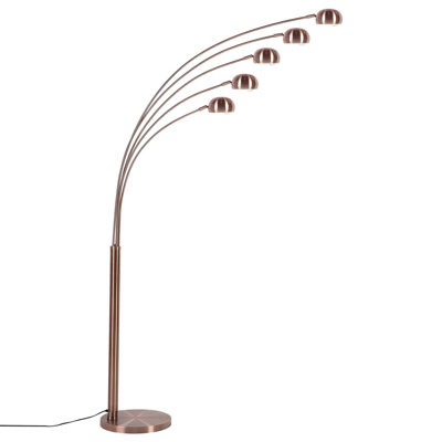 5 Light Metal Floor Lamp Copper FLINDERS