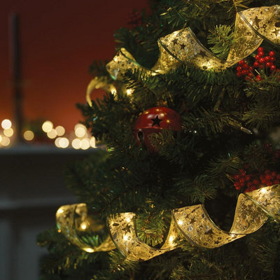 5-Meter LED Gold Ribbon Decoration - Battery Powered Flexible Light Up ...