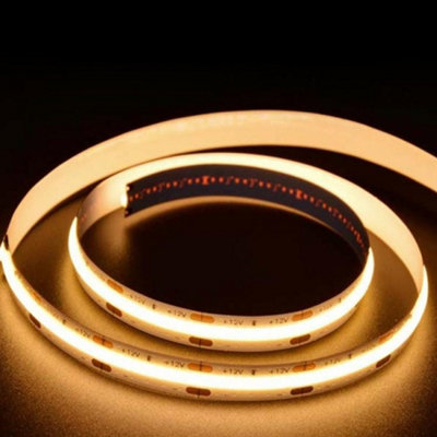 5 meters, 12V COB LED Strip Lights 3000K (Power Supply Not Included)