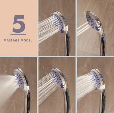 5 Mode Shower Head & Hose Set In Chrome