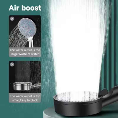 5 Modes Pressure Boost Shower Head Multifunction Adjustable Large Water ...