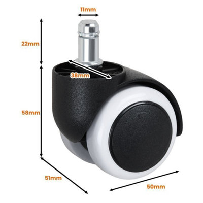 5 Non Marking Castor Wheels Computer Office Pc Chair Caster Wheel Set ...